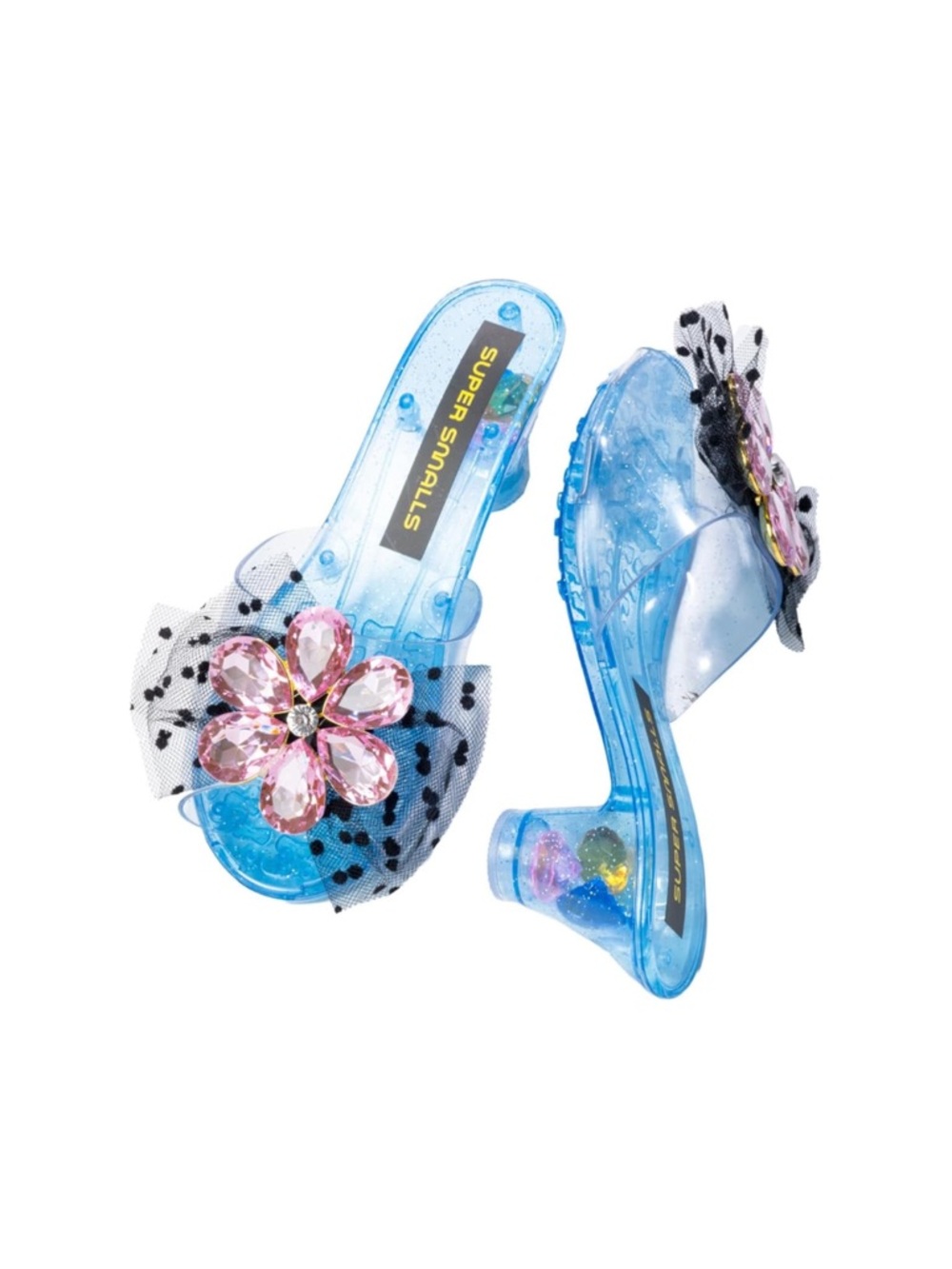 NWT New in Box Girl Princess Heels Shoes Blue Jewel Flower Kids Heeled Sandals